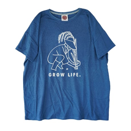 『草木染め ビッグTシャツ(ポケット付き)  GROW LIFE！グロウライフ』Hemp×オーガニックコットン