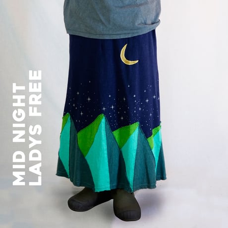 『パッチワークロングスカート MOON&MOUNTAIN』Hemp×オーガニックコットン(MID NIGHT)
