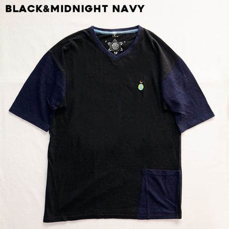 『テッポーTシャツ with ポケット_地球と月』Hemp×オーガニックコットン(BLACK&NAVY Hemp)