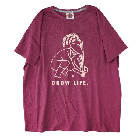 『草木染め ビッグTシャツ(ポケット付き)  GROW LIFE！グロウライフ』Hemp×オーガニックコットン