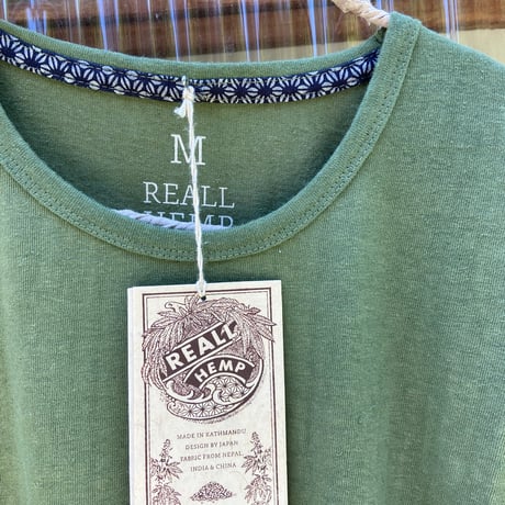 『テッポーTシャツ 無地_022』Hemp×オーガニックコットン後染めカーキ