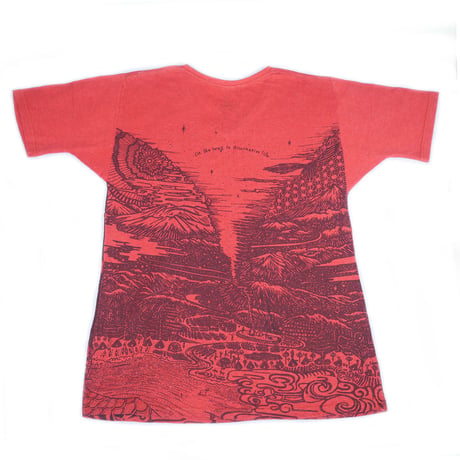 『テッポーTシャツ オルタネイティヴ  新しい暮らし_地球と月』Hemp×オーガニックコットン(D-Red Hemp)