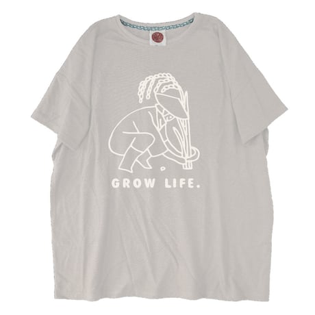 『草木染め ビッグTシャツ(ポケット付き)  GROW LIFE！グロウライフ』Hemp×オーガニックコットン