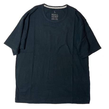 炭『NORA T-shirts BLACK 』Hemp o/cotton unisex 中薄手175g