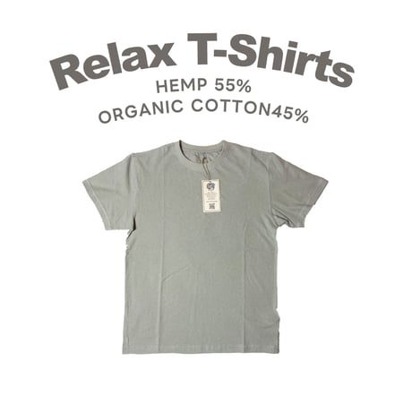 灰『RELAX T-shirts  STONE 』Hemp o/cotton  unisex 中薄手175g