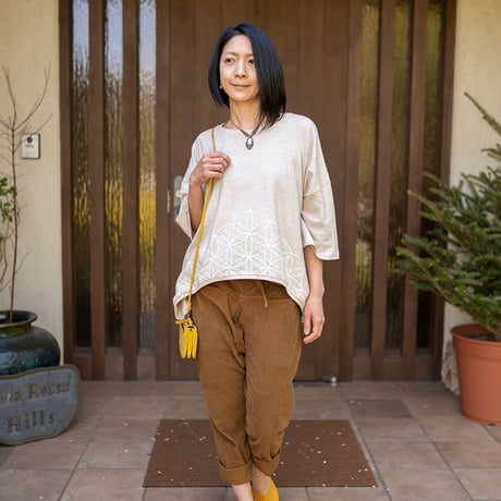『草木染め ビッグカットソー  FLOWER OF LIFE  フラワーオブライフ』Hemp×オーガニックコットン