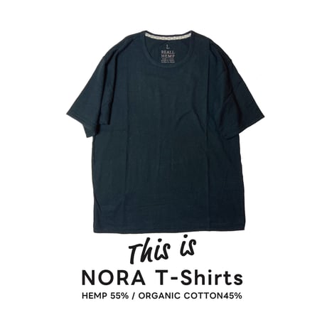 炭『NORA T-shirts BLACK 』Hemp o/cotton unisex 中薄手175g