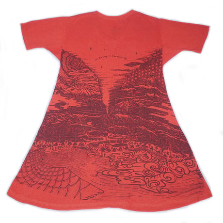 『テッポーショートワンピース オルタネイティヴ  新しい暮らし_地球と月』Hemp×オーガニックコットン (Sunset Red Hemp)