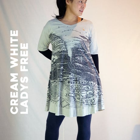 『テッポーショートワンピース オルタネイティヴ  新しい暮らし_地球と月』Hemp×オーガニックコットン (Cream White Hemp)