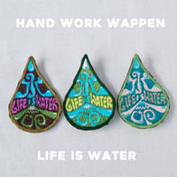 『刺繍職人のワッペン LIFE IS WATER！水は命』手縫い式
