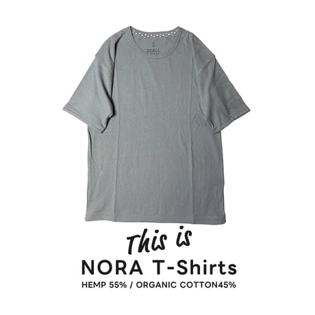 灰『NORA T-shirts STONE 』Hemp o/cotton unisex 中薄手175g