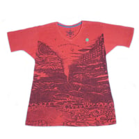 『テッポーTシャツ オルタネイティヴ  新しい暮らし_地球と月』Hemp×オーガニックコットン(D-Red Hemp)