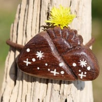 『ウッドへアゴム  朝の太陽と山の霧』手彫り天然石