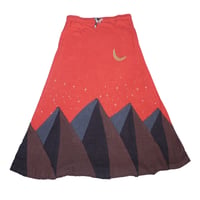 『パッチワークロングスカート MOON&MOUNTAIN』Hemp×オーガニックコットン(SUNSET RED)