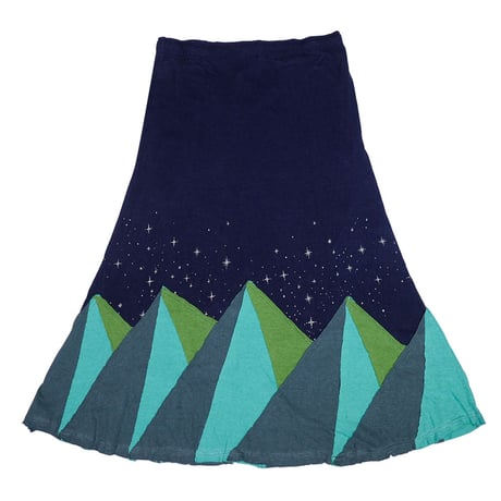 『パッチワークロングスカート MOON&MOUNTAIN』Hemp×オーガニックコットン(MID NIGHT)
