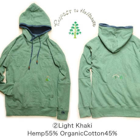 『ニンジャパーカー』 Hemp×オーガニックコットンフリース 新素材 プルオーバーパーカ