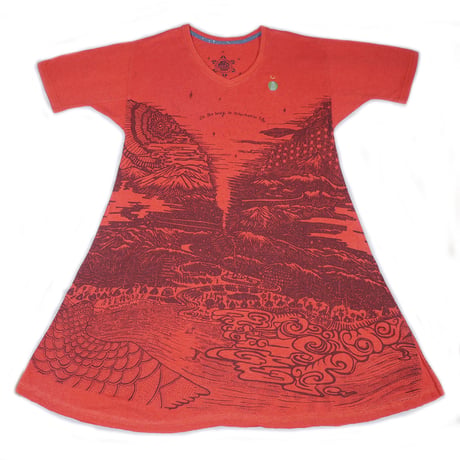 『テッポーショートワンピース オルタネイティヴ  新しい暮らし_地球と月』Hemp×オーガニックコットン (Sunset Red Hemp)