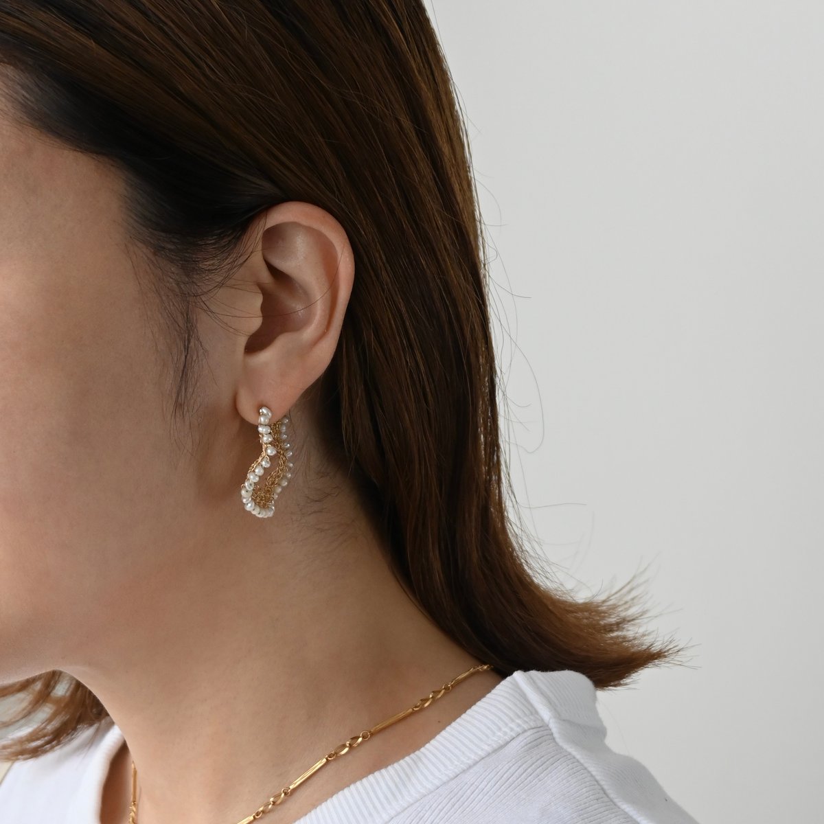 Sweet Pea パールロングピアス 片耳 K18 YG Sweet Pea パールロングピアス 片耳 K18 YG