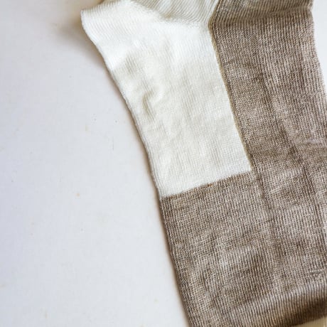 KARMAN LINE / GEMINI / Linen × Heart  かかと・爪先　配色靴下