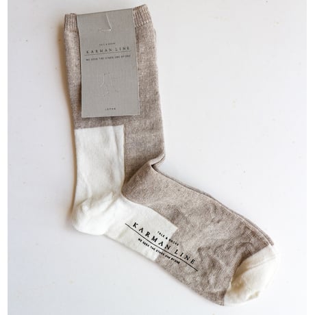 KARMAN LINE / GEMINI / Linen × Heart  かかと・爪先　配色靴下