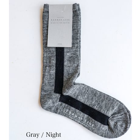 KARMAN LINE / GEMINI / Linen × Line ライン配色の靴下