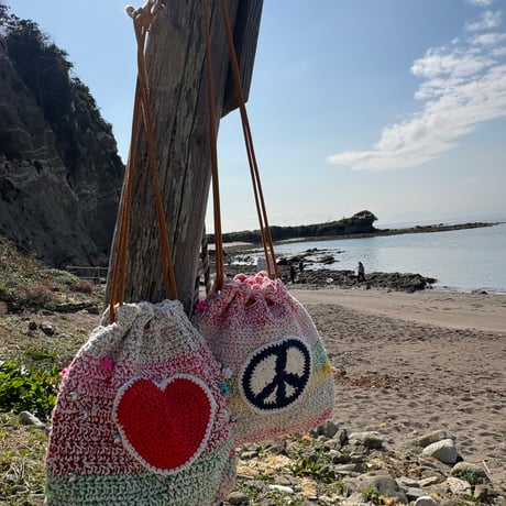 Love ＆ Peace 巾着ポーチ