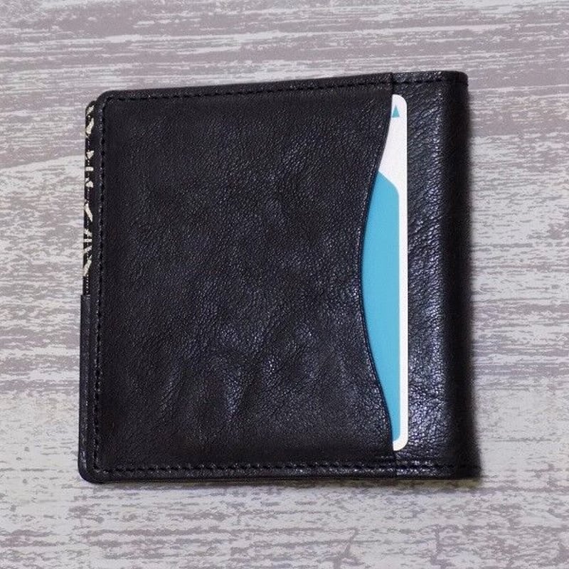 オーダー 京都 札ばさみ・マネークリップ 牛革黒色×金糸織西陣織黒色