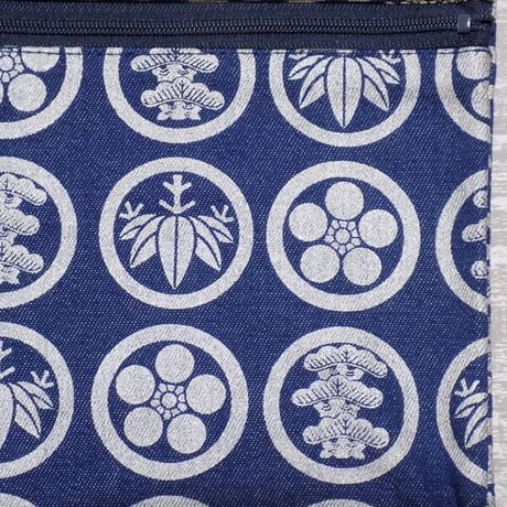 京都　道中財布　デニム地製　「家紋松竹梅　銀色」