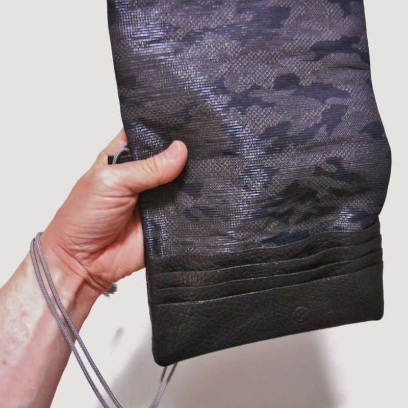 京都 本革製道中財布 黒牛革製 「七宝銀」 | Huduru Craft