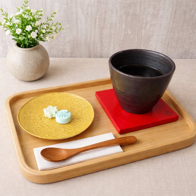 京都 ガラス製トレイ・豆皿 金彩ガラス皿 「蛸唐草・純金箔」 丸形