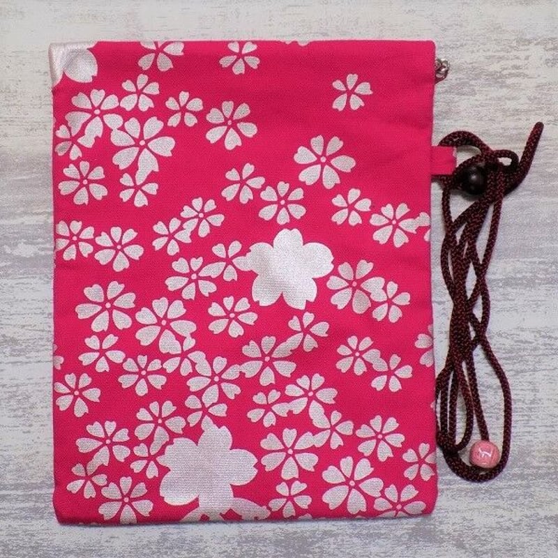 京都 道中財布 オックス濃いピンク色地製 「桜散らし 銀色」 | Huduru