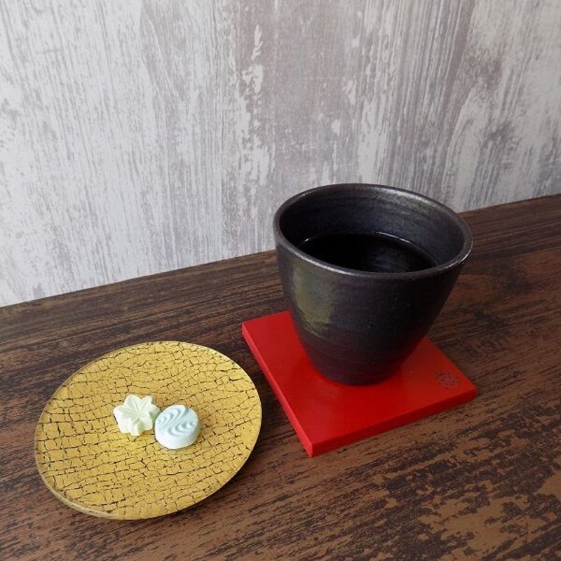 京都 ガラス製トレイ・豆皿 金彩ガラス皿 「蛸唐草・純金箔」 丸形