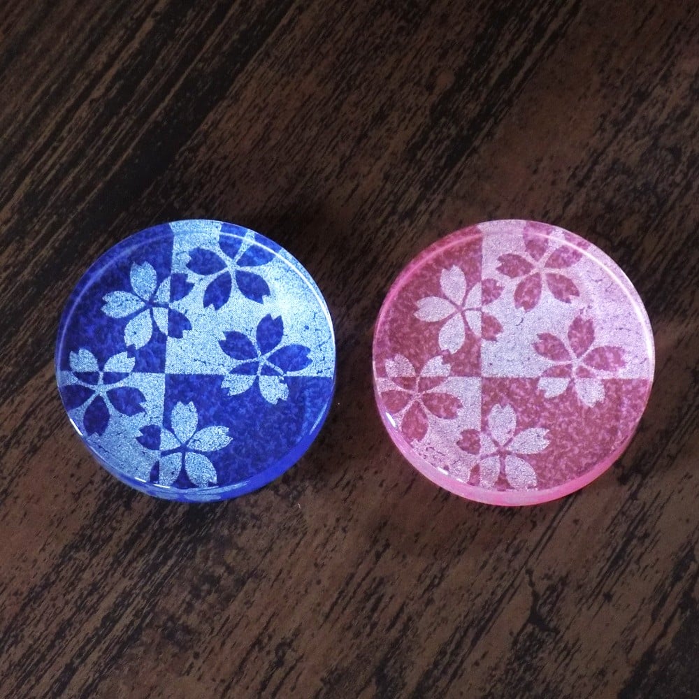 京都 金彩ガラス ペーパーウェイト 「桜・ブルー」 | Huduru Craft