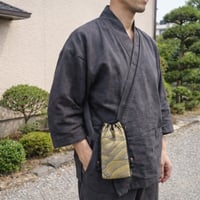 京都　正絹紺地製　「波　金泥ぼかし」　ストラップ付スマホケース