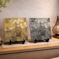 京都　ガラス製プレート　「桜」　金・銀