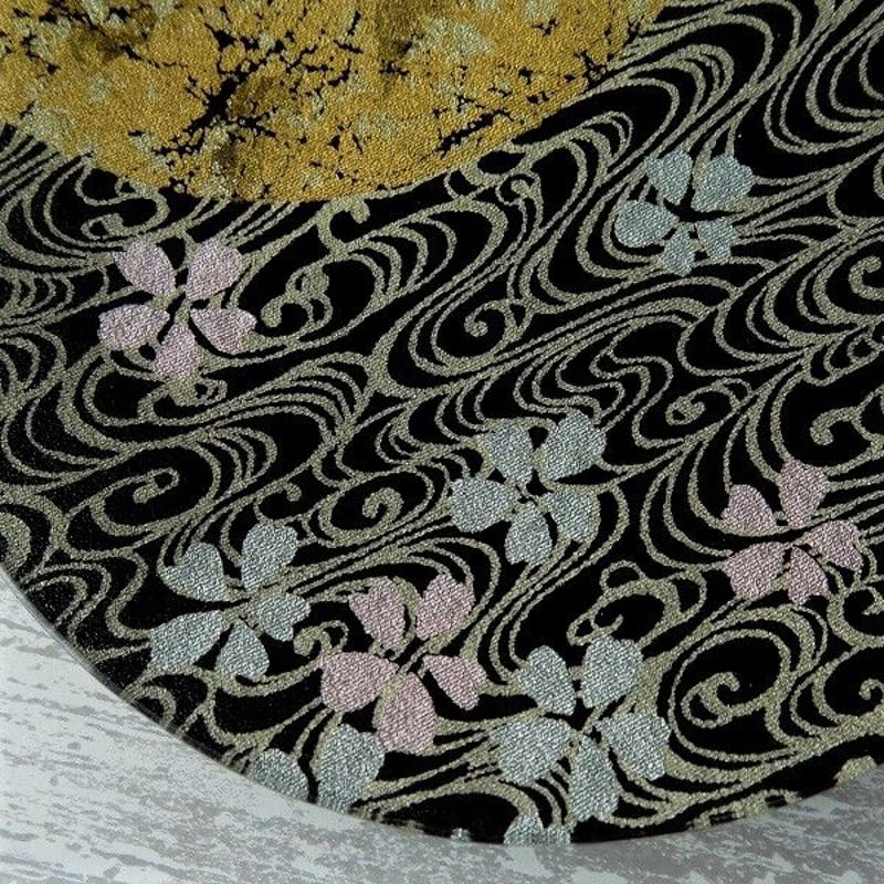 京都 ガラス製飾り皿 金彩ガラス皿 「月に桜・流水」 丸形 京都 ガラス製飾り皿 金彩ガラス皿 「月に桜・流水」 丸形