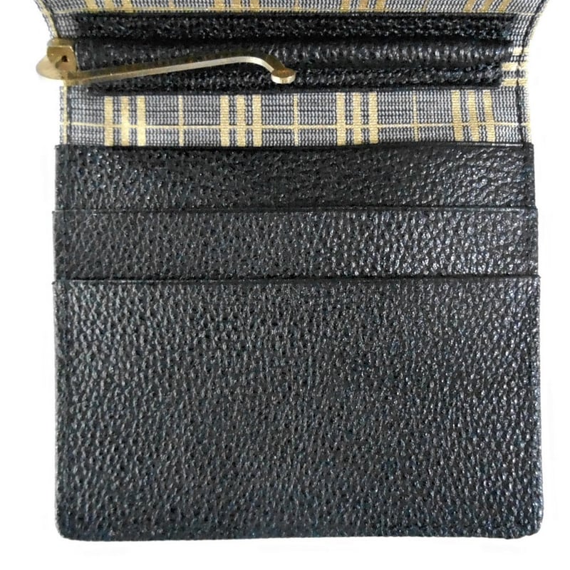 京都 札ばさみ マネークリップ 姫路黒桟革製 三筋格子 金 | Huduru Craft