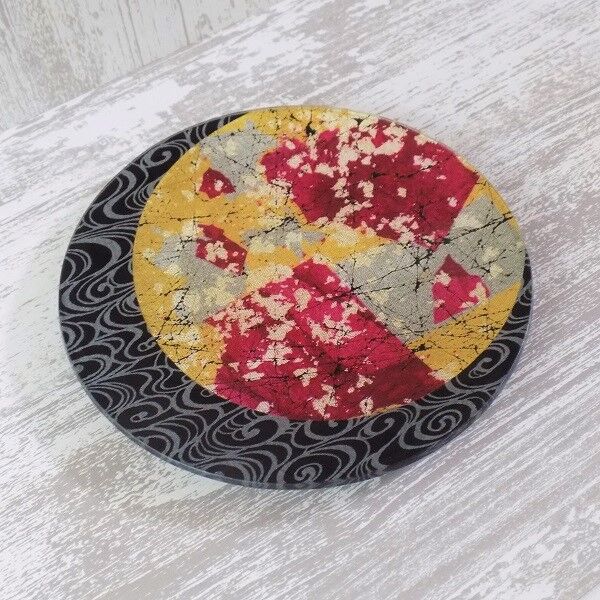 オーダー 京都 ガラス製飾り皿 金彩ガラス皿 「流水に彩箔」 丸