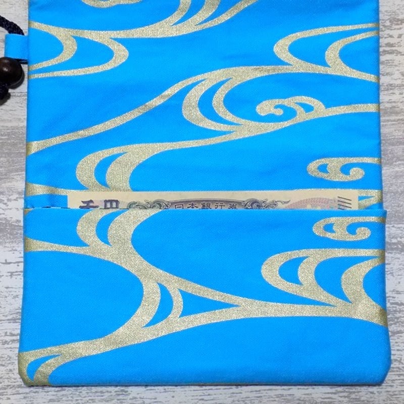 京都 道中財布 コットンオックス水色製 「流水 中色」 | Huduru Craft