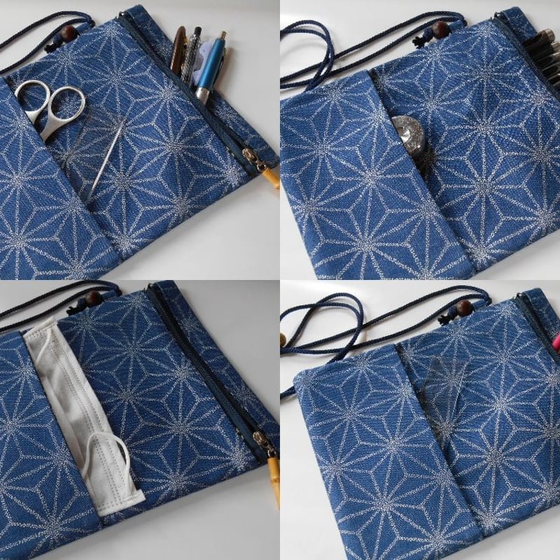 京都 道中財布 デニム地製 「家紋松竹梅 銀色」 | Huduru Craft