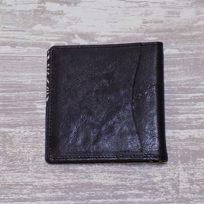 オーダー 京都 札ばさみ・マネークリップ 牛革黒色×金糸織西陣織黒色