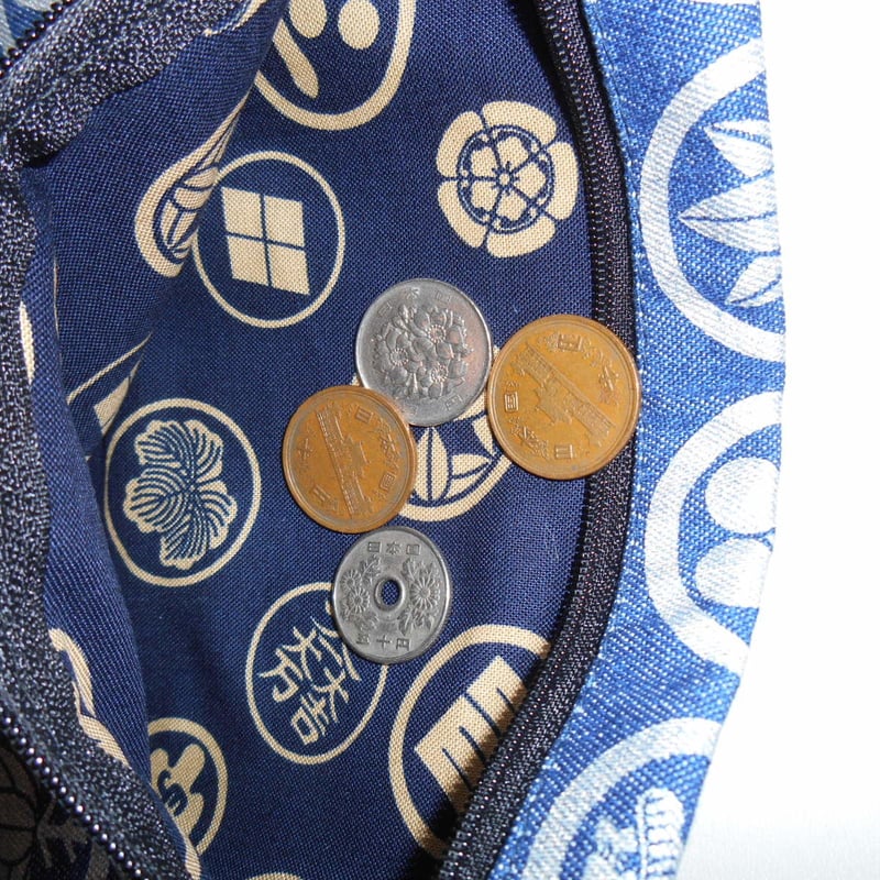 京都 道中財布 デニム地製 「家紋松竹梅 銀色」 | Huduru Craft