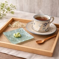 京都　ガラス製トレイ・豆皿　金彩ガラス皿　「カモフラグリーン」　角形