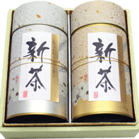 №BC-5　宇治新茶　上煎茶120ｇ缶＋特上煎茶120ｇ缶和紙箱入り