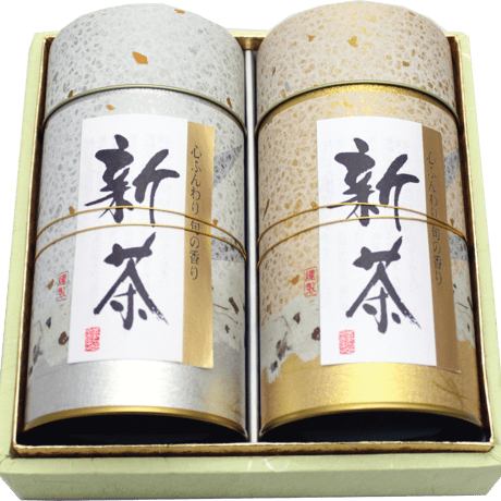 №BC-5　宇治新茶　上煎茶120ｇ缶＋特上煎茶120ｇ缶和紙箱入り