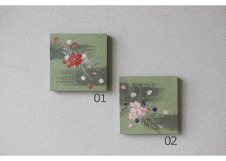 押し花和紙ミニアートパネル「のどか－nodoka」　Washi Mini Art Panel　150×150 全2種