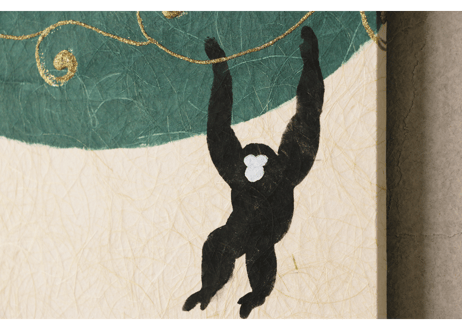 和紙アートパネル「猿－Saru」　Washi Wall Art Panel　280角 3枚組