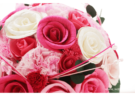 【即日発送可】和紙ラウンドブーケ・ピンク（商品番号：bouquet-002p）