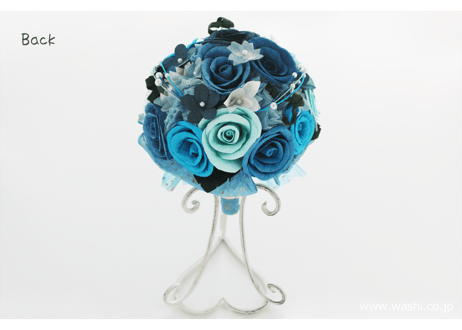 【即日発送可】和紙ラウンドブーケ・青（商品番号：bouquet-002b）