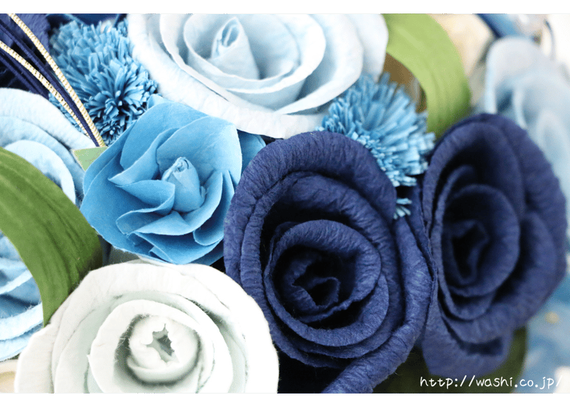 受注生産」和紙ラウンドブーケ・青（商品番号：bouquet-pro002b